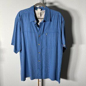The North Face Blue Check Mesh-Lined Short-Sleeve Button-Up SZ Lrg